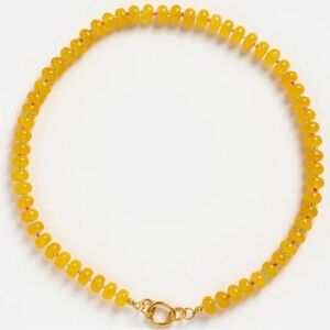 Local Eclectic - Beaded Gemstone Charm Holder Necklace - Yellow Jade Knotted